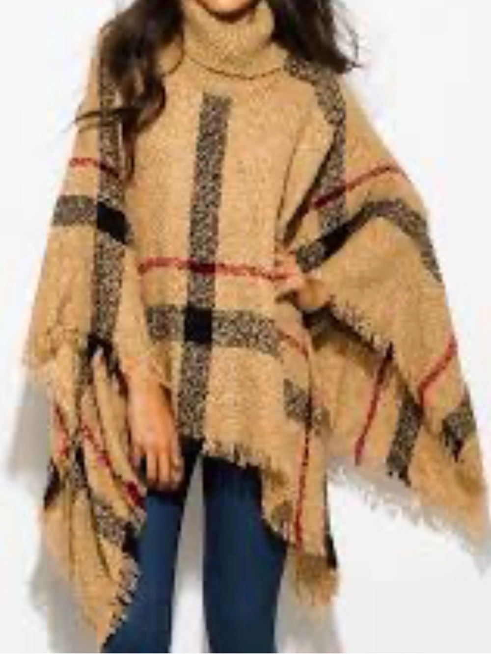 Turtleneck Pullover Poncho One Size Fits Most